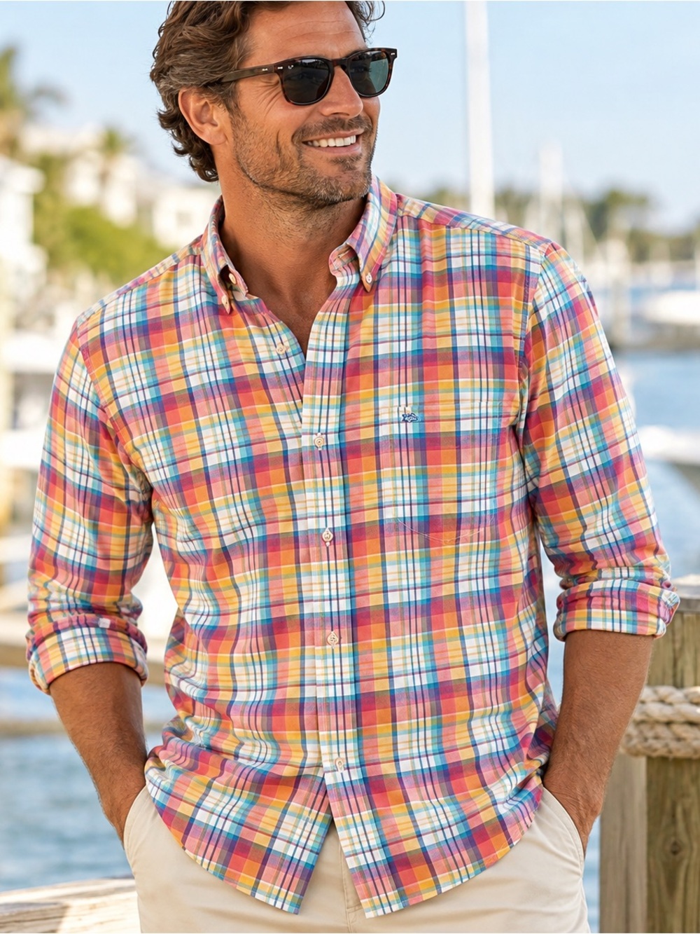 Southern Tide Channel Marker Plaid Button Down Shirt Men’s XL Multicolor Coastal